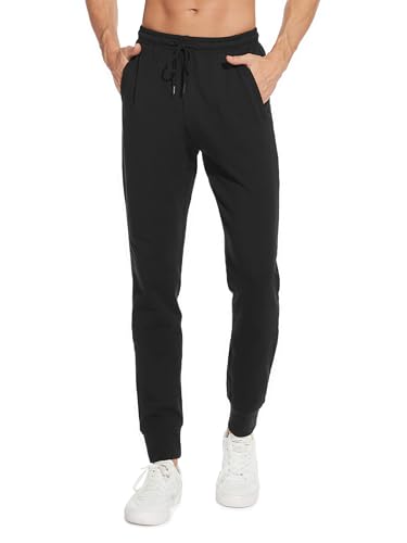 Sevego Jogginghose Herren Sporthose Baumwolle Lang Trainingshose mit Reißverschlusstaschen Freizeithose Sweatpants Hose Schwarz M von Sevego