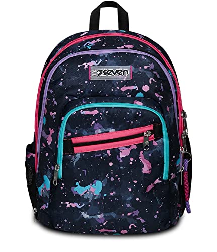 Seven Advanced Detach Schulrucksack – Fluo String Girl – Violett – Doppelfach – Trinkflaschentasche, 2 Rucksäcke in 1 mit abnehmbarem Frontfach, SONSTIGES, 31 x 43 x 22 cm, schule von Seven
