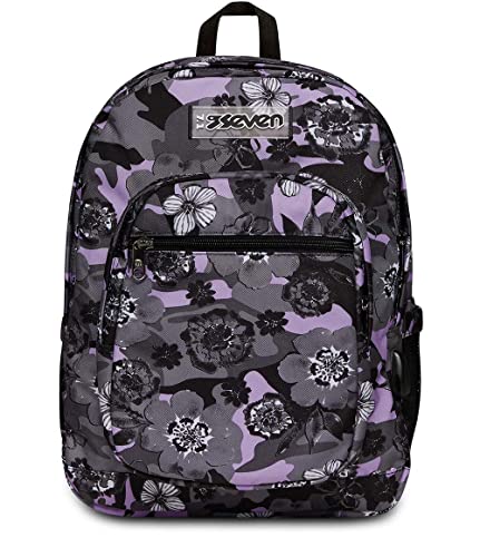 Seven Schulrucksack Freethink, mehrfarbig – Doppelter Rucksack mit integriertem USB-Stecker, PC-Tasche, Seitentasche für Trinkflasche, Jungen und Mädchen, Lollipop Pink, 33 x 44 x 20 cm, Rucksack von Seven