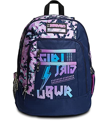 Seven Rucksack Advanced, Backpack für Schule, Uni & Freizeit, Geräumige Schultasche für Teenager, Mädchen, Jungen, Gepolsterter Schulranzen; pink,violett, mit Laptopfach und Trinkflaschenfach von Seven