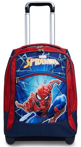 Seven Trolley Spiderman, 2 in 1, Schulranzen mit Rollen, Rucksack mit Trolleyfunktion für Kinder, ab 1. Klasse, für Schule, Reisen, Mädchen&Jungen; rot/schwarz; Superheroes von Seven