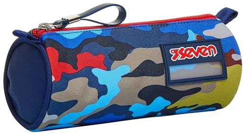 Federmäppchen SEVEN, Mäppchen, Federtasche für Schreibwaren, Mädchen&Jungen, Schule und Gymnasium, Teenager, blau, CAMO STAINS von Seven