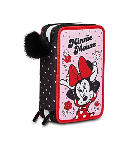 Seven Federmäppchen, Mäppchen, mehrfarbig, Federtasche für Schreibwaren, Etui mit Stiften, Kugelschreiber, & mehr, 3 Fächer, Mädchen & Jungen, Schule - Grundschule, XXL, Minnie Mouse von Seven