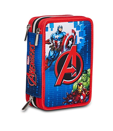 Seven Federmäppchen, Mäppchen, mehrfarbig, Federtasche für Schreibwaren, Etui mit Stiften, Kugelschreiber, & mehr, 3 Fächer, Mädchen & Jungen, Schule - Grundschule, XXL, THE AVENGERS von Seven