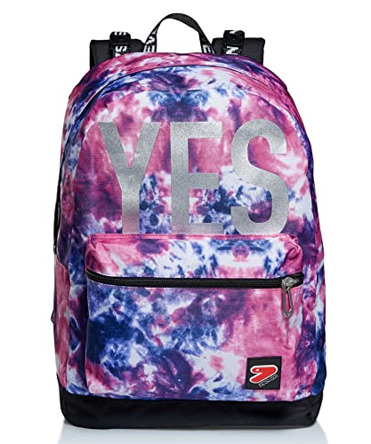 RUCKSACK SEVEN TYE AND DYE, aus nachhaltigem Stoff, Geräumige Schultasche für Teenager, Mädchen & Jungen, 2 wechselbare Muster, für Schule, Sport&Freizeit, Doubleface; mit Kopfhörer, pink/blau von Seven