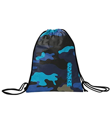 SAKKY BAG SEVEN ADVENTURE CAMO Sportbeutel, Turnbeutel für Mädchen & Jungen, Gym bag für Sport und Freizeit, leichte Stofftasche für Kinder, blaue Töne von Seven