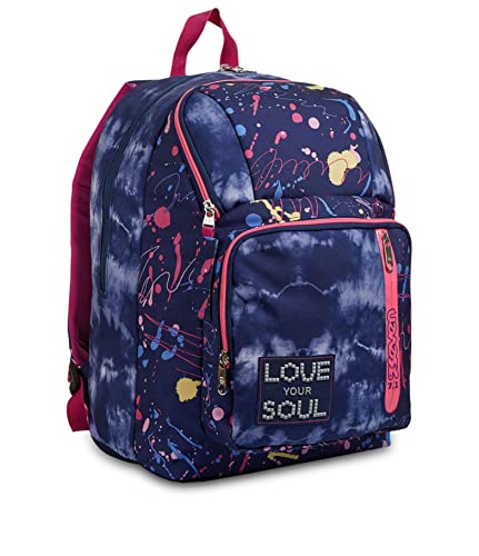 SEVEN Rucksack POINT OUT, Backpack für Schule, Uni & Freizeit, Geräumige Schultasche für Teenager, Mädchen, Jungen, Gepolsterter Schulranzen; LOVE YOUR SOUL, dunkelblau von Seven