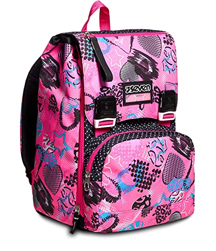 Seven Rucksack, Backpack für Schule, Uni & Freizeit, Erweiterbarer Schulranzen, Geräumige Schultasche für Teenager, Mädchen und Jungen, Extra Platz, pink, GIRL von Seven