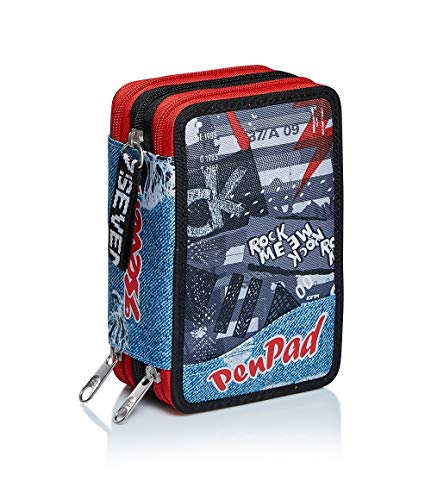 Seven Federmäppchen, Mäppchen, mehrfarbig, Federtasche für Schreibwaren, Etui mit Stiften, Kugelschreiber, & mehr, Mädchen & Jungen, Schule - Grundschule, XXL URBAN ROCK rot/schwarz/grau von Seven