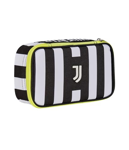 Seven Federmäppchen Quick CASE - F.C. Juventus Fußball - Win is The Rule, schwarz weiß - komplettes Fach mit Bleistiften, Stiften und Markern, Schulzubehör, Schulrucksack - Federmäppchen für Kinder, von Seven