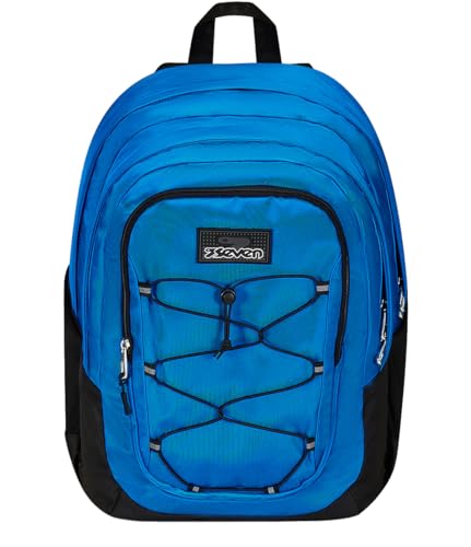 Seven Imovepack Rucksack mit Doppelfach, blau, mit Trinkflaschenhalter, für Schule und Reisen, mittlere und obere Fächer, Kinder und Jugendliche, blau, Taglia unica, schulisch von Seven