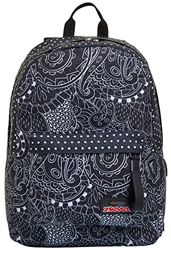 RUCKSACK ISCHOOLPACK SEVEN Geräumige Schultasche für Teenager, Mädchen und Jungen, mit Laptopfach & USB Anschluss, italienisches Designschwarz, inkl. Powerbank von Seven