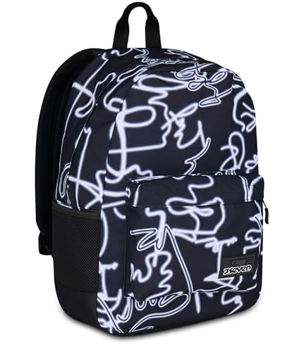 Seven Ischoolpack Schulrucksack, Schwarz, amerikanischer Rucksack mit integrierter Powerbank und Tablet-Tasche, Schule, Kinder und Jugendliche, Schwarz, Taglia unica, Modern Seven Ischoolpack Schulrucksack, Schwarz, amerikanischer Rucksack mit integrierter Powerbank und Tablet-Tasche, Schule, Kinder und Jugendliche, Schwarz, Taglia unica, Modern von Seven