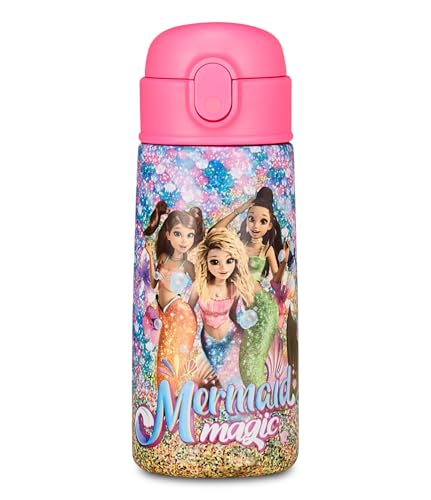 Seven Mermaid Magic Thermoflasche Kid aus Edelstahl, Fuchsia, Temperaturerhaltung bis zu 24 Stunden, Kindergarten, Grundschule und Freizeit, Mädchen, Fuchsia, Modern von Seven