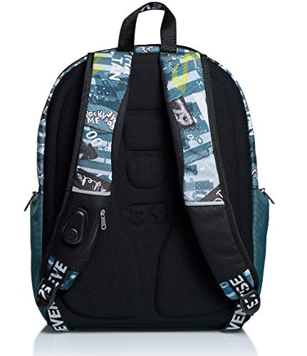 Seven Rucksack, Backpack für Schule, Uni & Freizeit, Geräumige Schultasche für Teenager, Mädchen, Jungen, Gepolsterter Schulranzen; mit Laptopfach -Advanced U.ROCK, blau von Seven