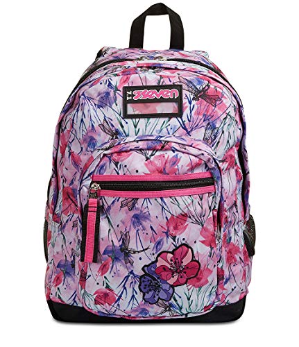Seven Rucksack, für Schule, Sport und Freizeit, Geräumige Schultasche für Teenager, Mädchen und Jungen, mit Trinkflaschenfach, rosa, praktisch mit USB-Stecker, FREETHINK von Seven