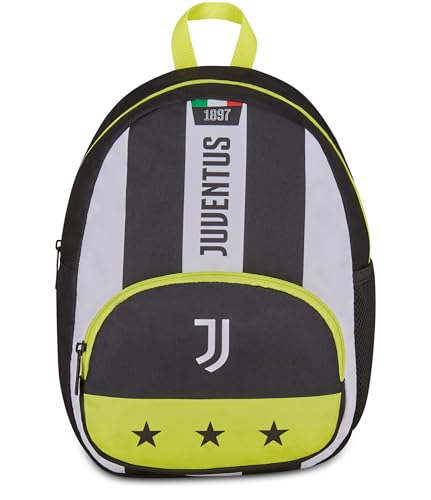 Seven Rucksack Small Juventus, Weiß Schwarz, Mono-Rucksack mit Trinkflaschentasche und Fronttasche, 14 Liter Fassungsvermögen, für Kinder, Kindergarten von Seven