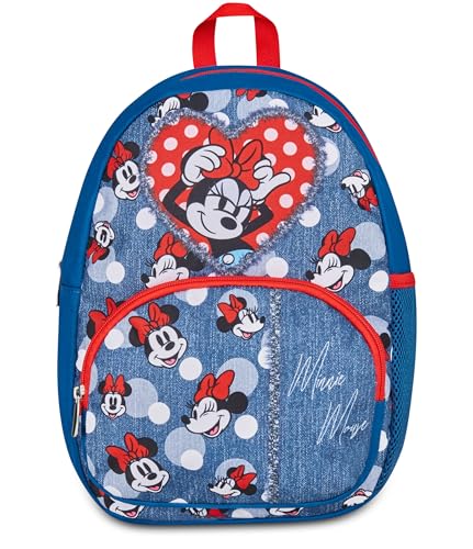 Seven Rucksack Small Minnie, Denim, Mono-Fach mit Trinkflaschentasche und Fronttasche, 14 Liter Fassungsvermögen, für Mädchen, Kindergarten von Seven