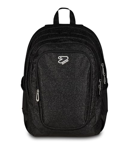 Seven Rucksack mit Doppelfach Tech Shiny, Schwarz, PC-Tasche und Trinkflaschentasche, für mittlere und obere Schule, Mädchen von Seven