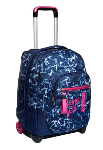 Seven TROLLEY, 2 in 1, Schulranzen mit Rollen, Rucksack mit Trolleyfunktion für Kinder, ab 1. Klasse, für Schule, Reisen, Mädchen&Jungen, blau/pink, DYED HEARTS von Seven