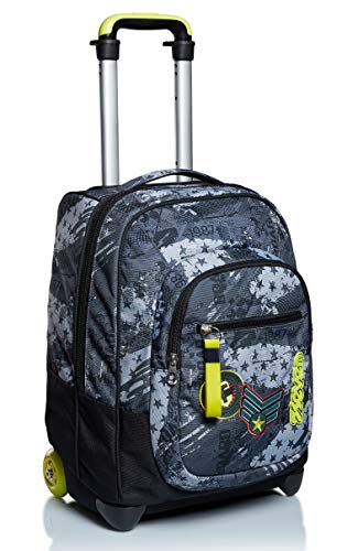 Seven TROLLEY, 2 in 1, Schulranzen mit Rollen, Rucksack mit Trolleyfunktion für Kinder, ab 1. Klasse, für Schule, Reisen, Mädchen&Jungen, mehrfarbig, FLY STARS von Seven