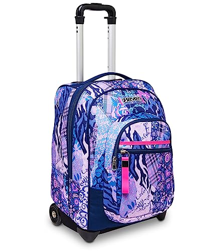 Seven TROLLEY, 2 in 1, Schulranzen mit Rollen, Rucksack mit Trolleyfunktion für Kinder, ab 1. Klasse, für Schule, Reisen, Mädchen&Jungen, violett, DOTCATTY von Seven