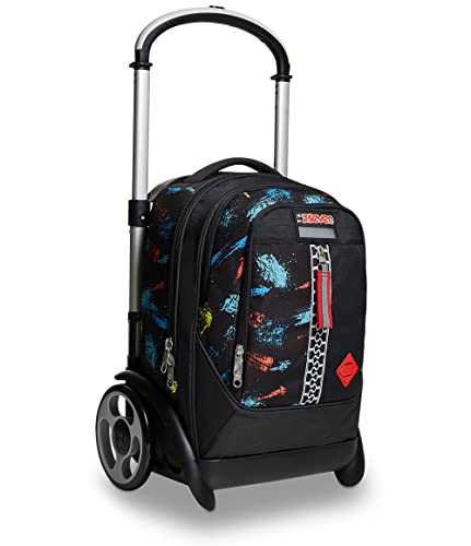 Seven TROLLEY; Rucksack mit Trolleyfunktion, Schulranzen mit Rollen, 3 in 1, Maxi-Rollen, für Schule Reisen&Freizeit, Mädchen&Jungen, schwarz; TYRE Scratchy Boy von Seven