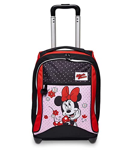 Seven Trolley, Minnie Mouse, 2 in 1, Schulranzen mit Rollen, Rucksack mit Trolleyfunktion für Kinder, ab 1. Klasse, für Schule, Reisen, Mädchen&Jungen; rot/schwarz von Seven