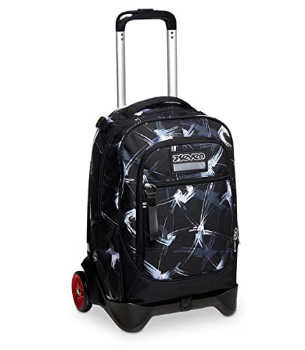 Seven Trolley New TECH SNAKY mit Trolleyfunktion,Abnehmbarer Rucksack, ab 1. Klasse, für Schule, Gymnasium, Reisen&Freizeit, Mädchen&Jungen, schwarz Federmäppchen,Federtasche für Schreibwaren, von Seven