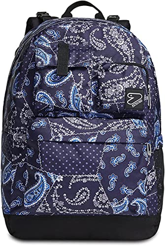 Seven Wende-Rucksack, aus nachhaltigem Stoff, Geräumige Schultasche für Teenager, Mädchen & Jungen, 2 Muster, für Schule, Sport&Freizeit, Doubleface; mit Kopfhörern, blau, BLUE CASHMERE von Seven