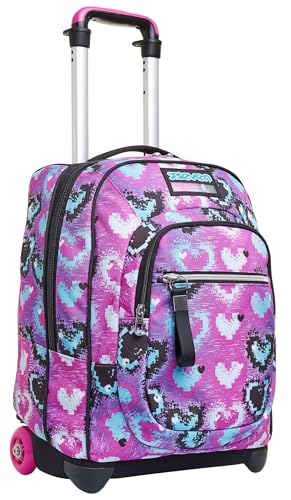 Seven TROLLEY, 2 in 1, Schulranzen mit Rollen, Rucksack mit Trolleyfunktion für Kinder, ab 1. Klasse, für Schule, Reisen, Mädchen&Jungen, pink/violett, GLOSSY GIRL von Seven