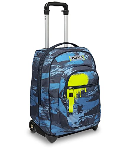 Seven TROLLEY, 2 in 1, Schulranzen mit Rollen, Rucksack mit Trolleyfunktion für Kinder, ab 1; Klasse, für Schule, Reisen, Mädchen&Jungen, blau, WET COLOR BOY von Seven