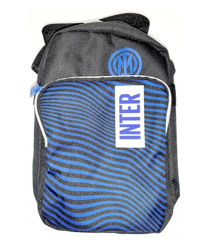 Umhängetasche für Herren – F.C. Inter Fußball – Öffnung mit Reißverschluss – Gürteltasche für Jungen – Interistenfan – Gadget Fußball Serie A, Schwarz und Blau., Taglia Unica, rucksack von Seven