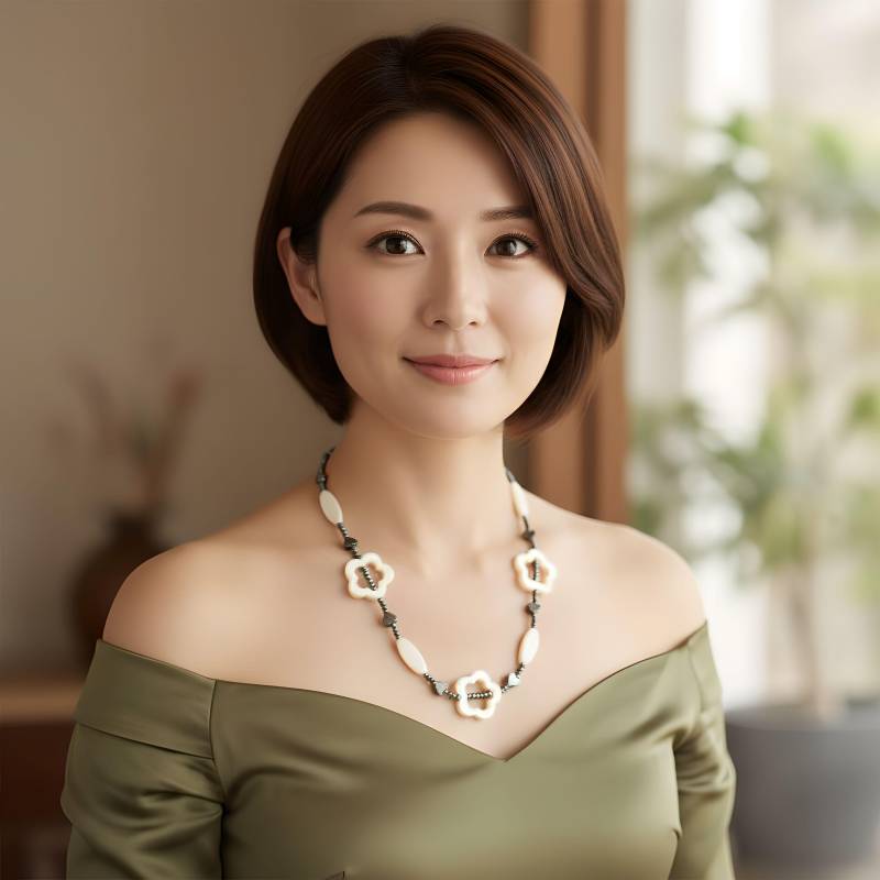 40175 Halskette Mit Perlmutt-Ornamenten Und Metallisch Grauen Hämatit Perlen Herzen, Vintage, Boho Style, Necklace Für Frauen, Geschenk von SevenArtsSchmuck