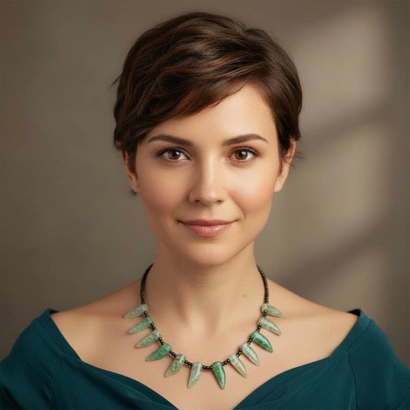 40326 Halskette Mit Grünem Quarz Und Hämatit von SevenArtsSchmuck