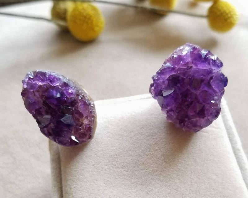 Roh Amethyst Geoden Mit Verstellbaren 14K Vergoldet & 925 Silber Ringe Roh Amethyst Geoden Mit Verstellbaren 14K Vergoldet & 925 Silber Ringe von SevenBangles