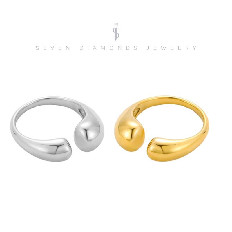 Tropfen Ring Silber/Gold - Hypoallergen, Tear Drop, Wassertropfen/Größenverstellbar von SevenDiamondsJewelry