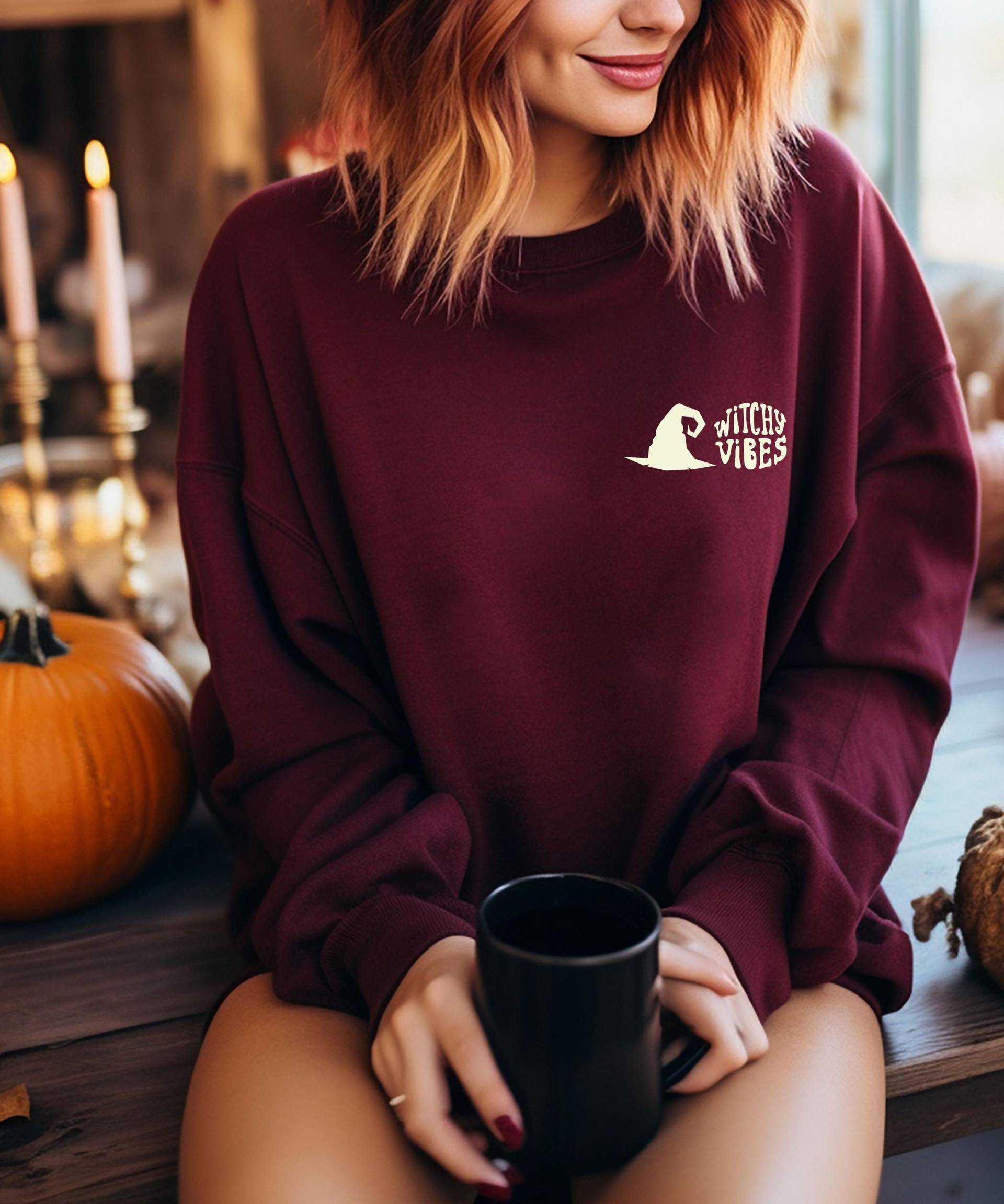 Kuschel Pullover Hexen Herbst Kleidung Spirituelle Geschenke Outfit Hexe Halloween Damen Esoterik Mode Kuscheliger von SevenHeavenApparel