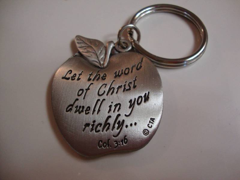 Viele Der 14 Schrift Vers Kolosser 0316 Segne Unsere Lehrer Christian Silberfarbenen Apple Schlüsselbund von SevenLadiesCrafting