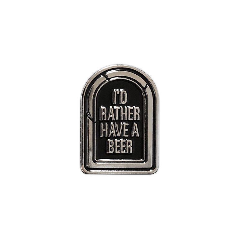 Ich Hätte Lieber Ein Bier Silber Grabstein Emaille Pin von SeventhInk