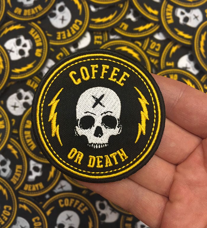 Kaffee Oder Tod Gestickter Aufnäher von SeventhInk
