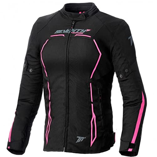 Seventy Damen-Motorradjacke SD-JR67, Schwarz-Rosa, Schwarz/Rosa, S von Seventy