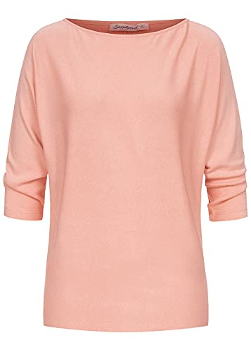 Seventyseven Lifestyle Damen 3/4 Fledermausarm Longform Pullover Boatneck Hellrosa von Seventyseven Lifestyle