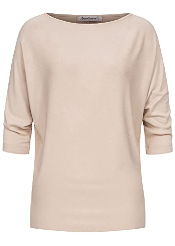 Seventyseven Lifestyle Damen 3/4 Fledermausarm Longform Pullover Boatneck beige von Seventyseven Lifestyle