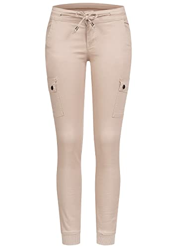 Seventyseven Lifestyle Damen Low-Waist Cargo Jeans Hose 6-Pockets beige von Seventyseven Lifestyle