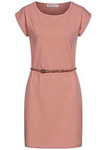 Seventyseven Lifestyle Damen Mini T-Shirt Kleid inkl. Bindegürtel Old Rose von Seventyseven Lifestyle