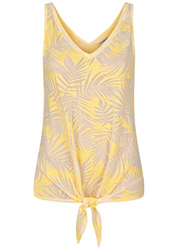 Seventyseven Lifestyle Damen Tank Top Tropical Burnout Print Bindedetail gelb von Seventyseven Lifestyle