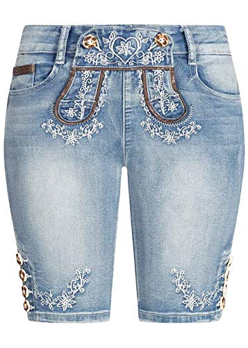 Seventyseven Lifestyle Damen Trachten Capri Shorts 5-Pockets hell blau Denim von Seventyseven Lifestyle