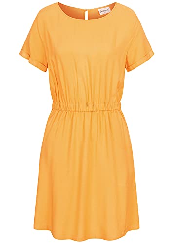 Seventyseven Lifestyle Damen Viskose Mini Kleid 2-Pockets Taillengummibund gelb von Seventyseven Lifestyle