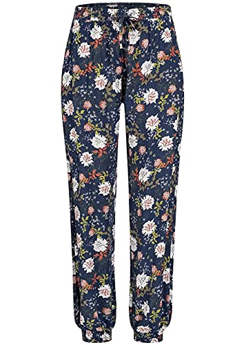 Seventyseven Lifestyle Damen Viskose Sommer Hose 2-Pockets Blumen Print Marine blau von Seventyseven Lifestyle